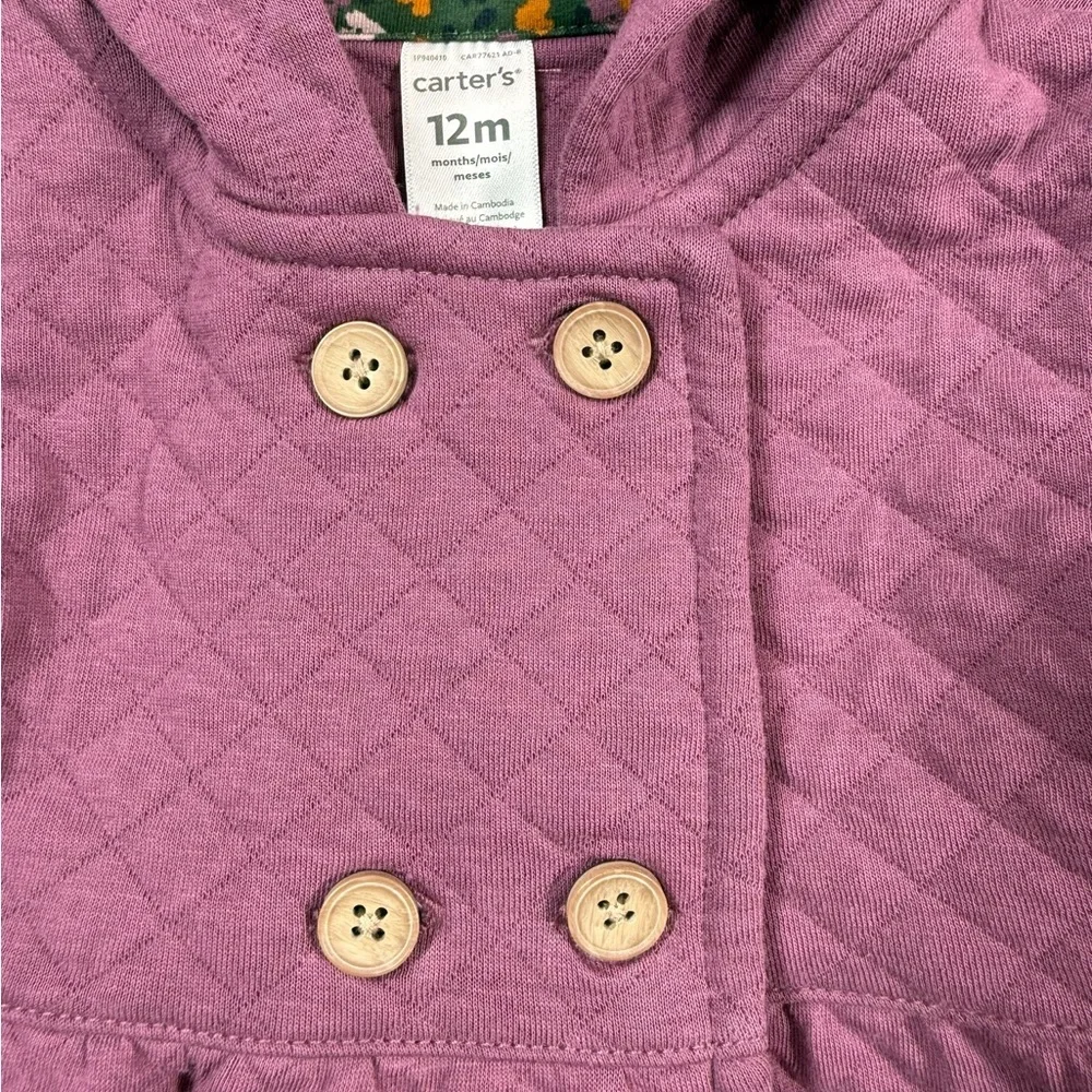 CARTER’S Baby‎ Girls Quilted Hooded Coat Jacket 12 Months Cozy Warm